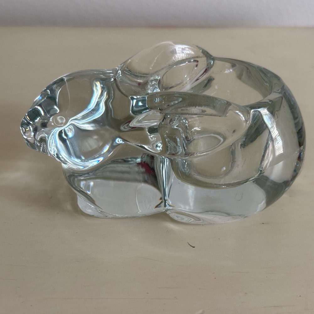 Vintage Clear Glass Bunny Rabbit Votive Tealight Candle Holder Easter Spring
